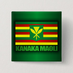 Bóton Quadrado 5.08cm Bandeira de Kanaka Maoli