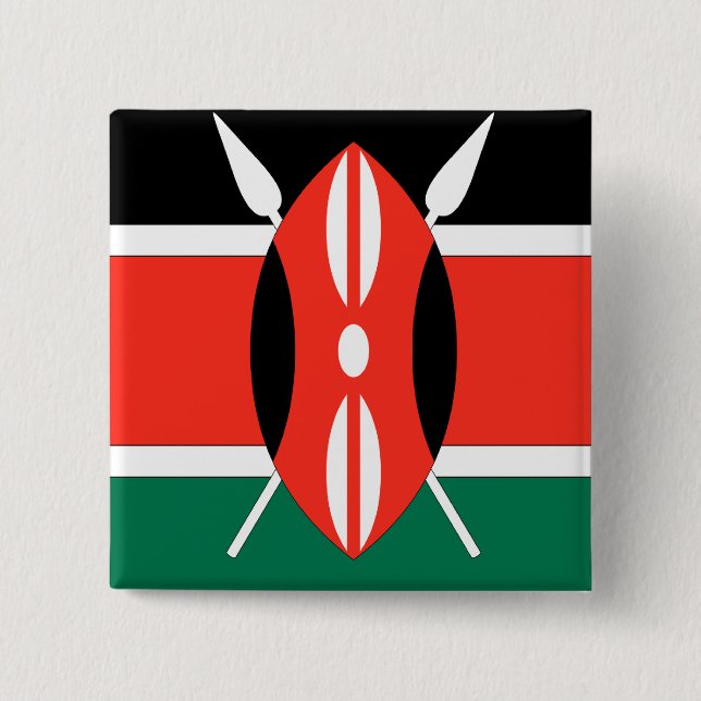 Bóton Quadrado 5.08cm Bandeira de Kenya (Frente)