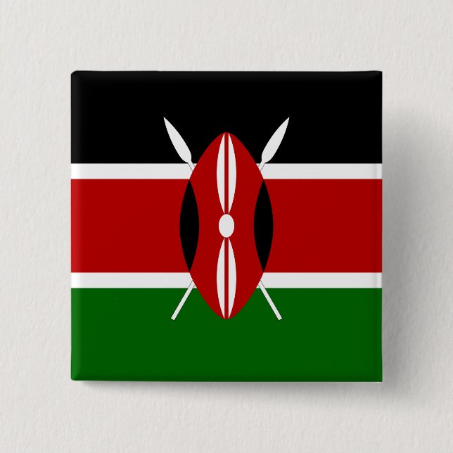 Bóton Quadrado 5.08cm Bandeira de Kenya (Frente)