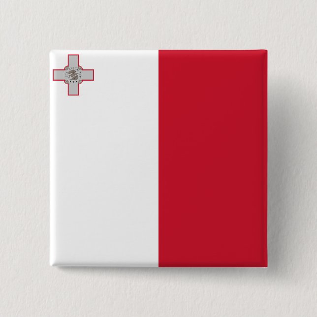 Bóton Quadrado 5.08cm Bandeira de Malta (Frente)