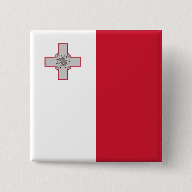Bóton Quadrado 5.08cm Bandeira de Malta (maltês) (Frente)