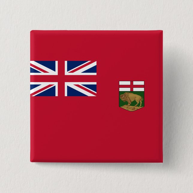 Bóton Quadrado 5.08cm Bandeira de Manitoba (Frente)