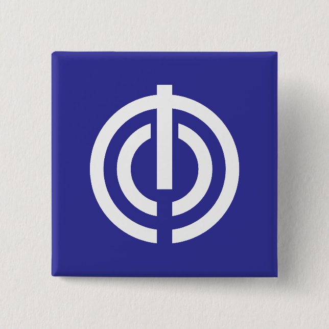 Bóton Quadrado 5.08cm Bandeira de Naha, Okinawa, Japão (Frente)