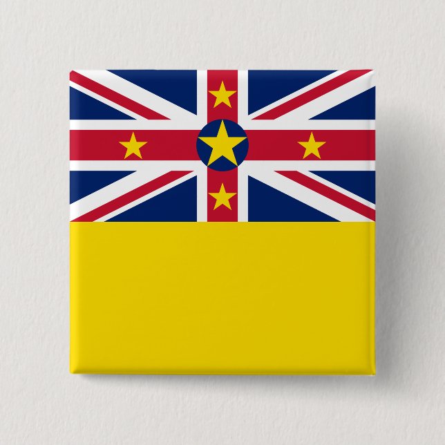 Bóton Quadrado 5.08cm Bandeira de Niue (Frente)