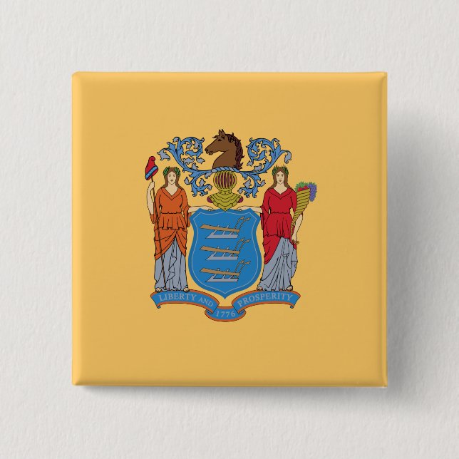 Bóton Quadrado 5.08cm Bandeira de Nova Jersey (Frente)
