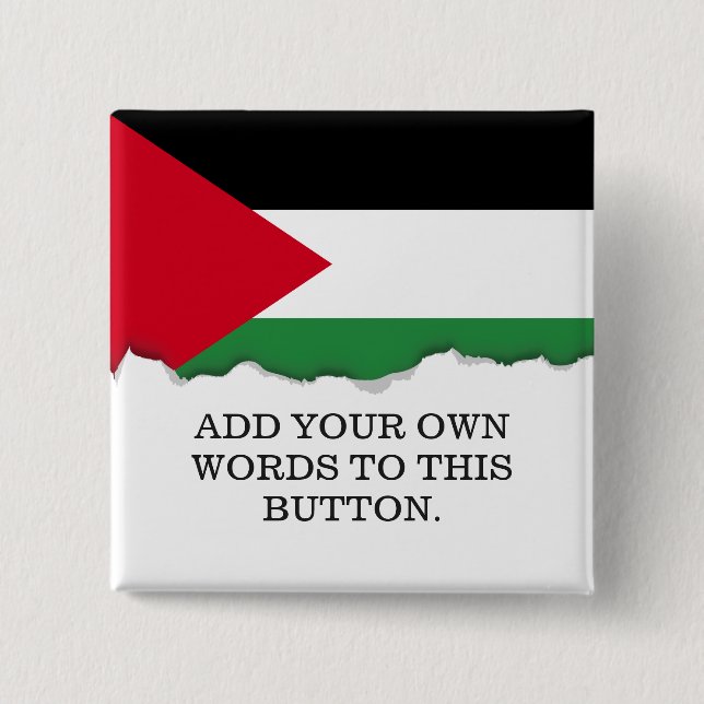 Bóton Quadrado 5.08cm Bandeira de Palestina (Frente)