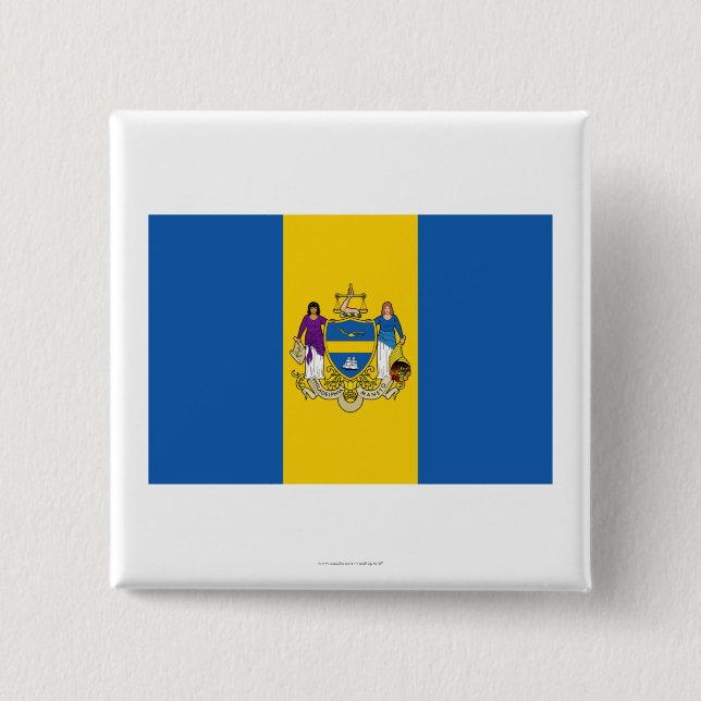 Bóton Quadrado 5.08cm Bandeira de Philadelphfia (Frente)
