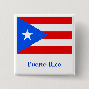 Bóton Quadrado 5.08cm Bandeira de Porto Rico