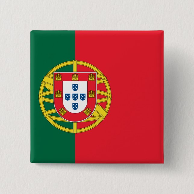 Bóton Quadrado 5.08cm Bandeira de Portugal (Frente)