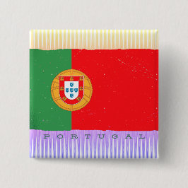 Bóton Quadrado 5.08cm Bandeira de Portugal