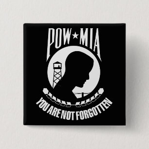 Bóton Quadrado 5.08cm Bandeira de POW-MIA