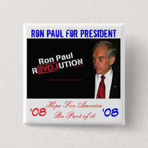 Bóton Quadrado 5.08cm bandeira de Ron Paul, Ron Paul para o presidente,