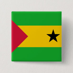 Bóton Quadrado 5.08cm Bandeira de São Tomé e Príncipe
