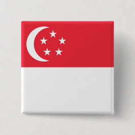 Bóton Quadrado 5.08cm Bandeira de Singapura