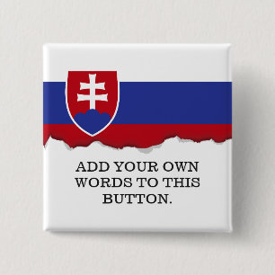 Bóton Quadrado 5.08cm Bandeira de Slovakia