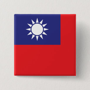 Bóton Quadrado 5.08cm Bandeira de Taiwan