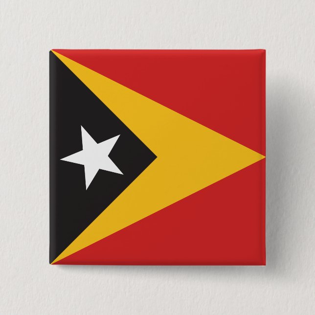 Bóton Quadrado 5.08cm Bandeira de Timor Leste (Frente)