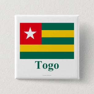 Bóton Quadrado 5.08cm Bandeira de Togo com nome