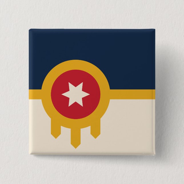 Bóton Quadrado 5.08cm Bandeira de Tulsa (Oklahoma) (Frente)