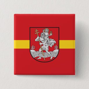 Bóton Quadrado 5.08cm Bandeira de Vilnius, Lituânia Pinback Button