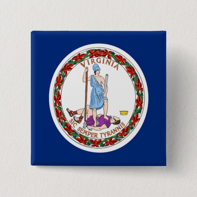 Bóton Quadrado 5.08cm Bandeira de Virgínia (Frente)