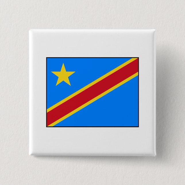 Bóton Quadrado 5.08cm Bandeira Democrática da República Democrática do (Frente)