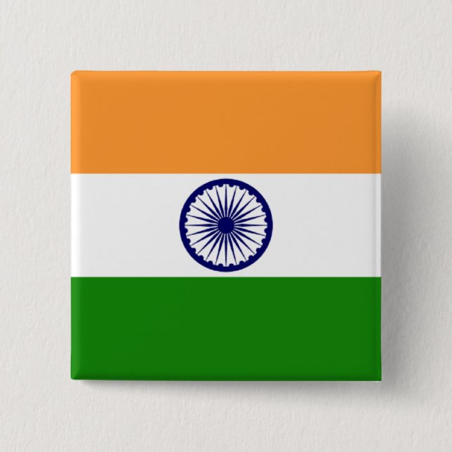 Bóton Quadrado 5.08cm Bandeira do botão de India (Frente)