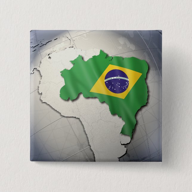 Bóton Quadrado 5.08cm Bandeira do Brasil (Frente)