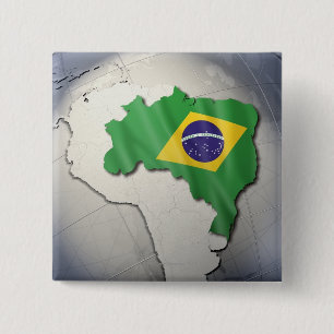 Bóton Quadrado 5.08cm Bandeira do Brasil