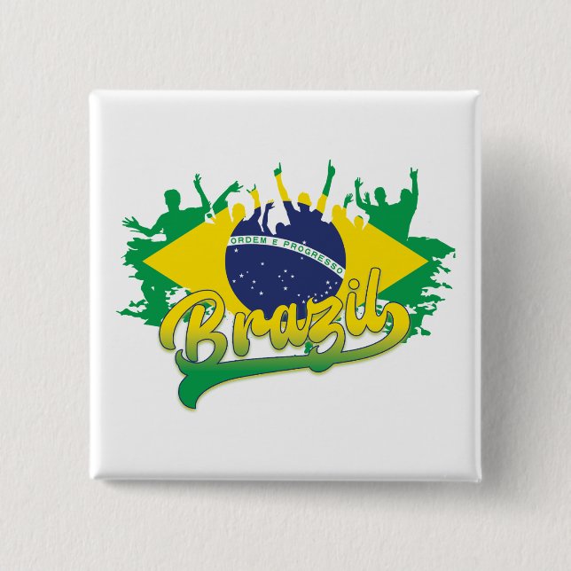 Bóton Quadrado 5.08cm Bandeira do Brasil (Frente)