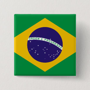 Bóton Quadrado 5.08cm Bandeira do Brasil