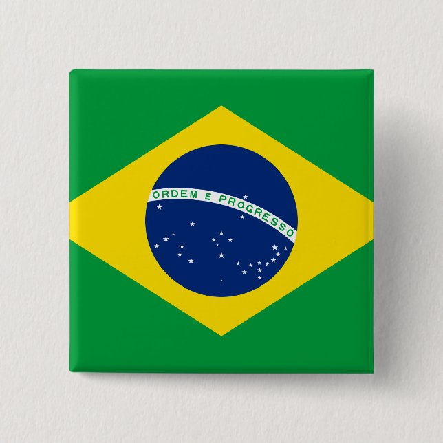 Bóton Quadrado 5.08cm Bandeira do Brasil (Frente)
