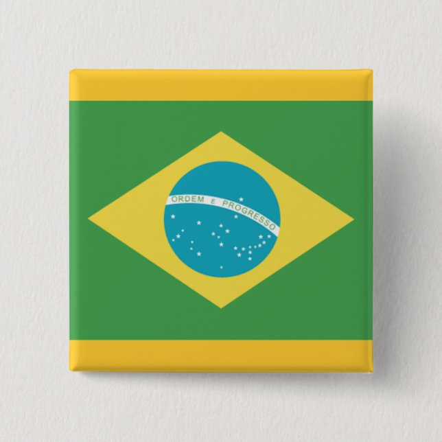 Bóton Quadrado 5.08cm Bandeira do Brasil (Frente)