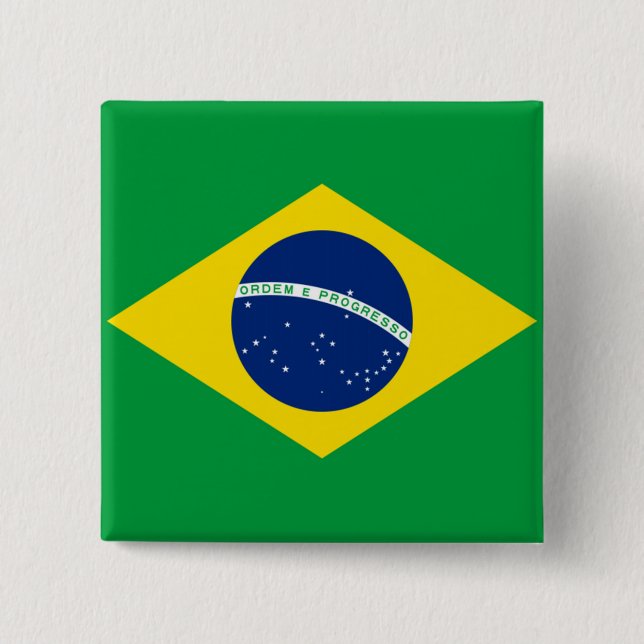 Bóton Quadrado 5.08cm Bandeira do Brasil, brasileira (Frente)