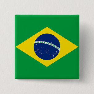 Bóton Quadrado 5.08cm Bandeira do Brasil, brasileira