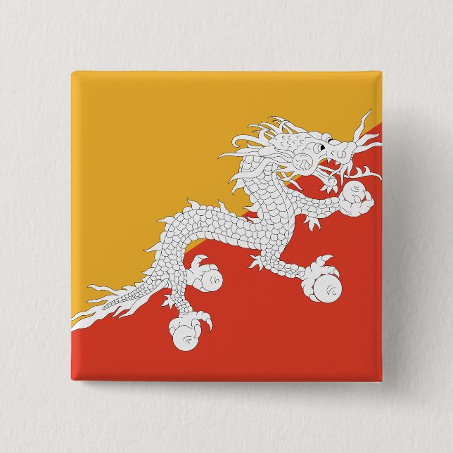 Bóton Quadrado 5.08cm Bandeira do Butão (Frente)