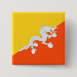 Bóton Quadrado 5.08cm Bandeira do Butão (Butão) (Dragão Thunder)