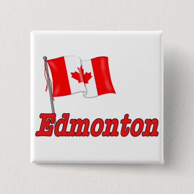 Bóton Quadrado 5.08cm Bandeira do Canadá - Edmonton (Frente)