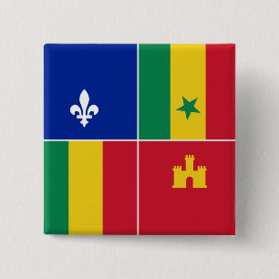Bóton Quadrado 5.08cm bandeira do crioulo da Louisiana
