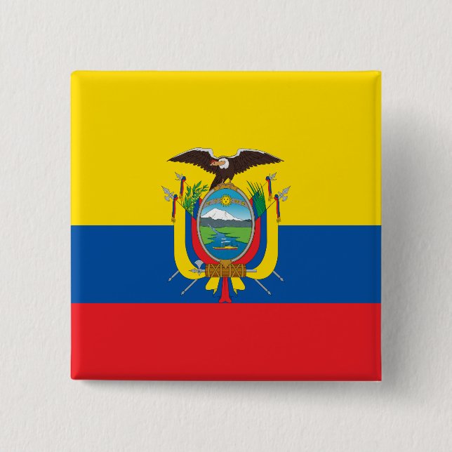 Bóton Quadrado 5.08cm Bandeira do Equador (Frente)