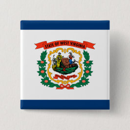 Bóton Quadrado 5.08cm Bandeira do Estado da Virgínia Ocidental