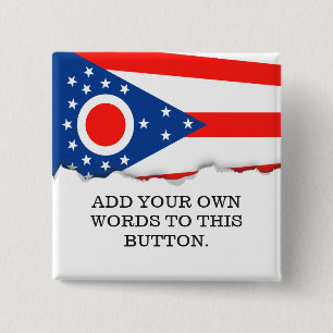 Bóton Quadrado 5.08cm Bandeira do estado de bandeira de Ohio