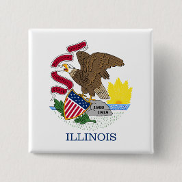 Bóton Quadrado 5.08cm Bandeira do Estado de Illinois
