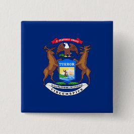 Bóton Quadrado 5.08cm Bandeira do Estado de Michigan