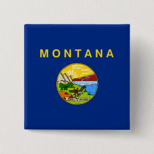Bóton Quadrado 5.08cm Bandeira do Estado de Montana