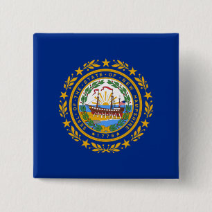 Bóton Quadrado 5.08cm Bandeira do Estado de New Hampshire