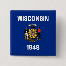 Bóton Quadrado 5.08cm Bandeira do Estado de Wisconsin
