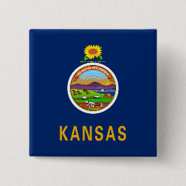 Bóton Quadrado 5.08cm Bandeira do Estado do Kansas