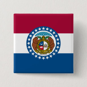 Bóton Quadrado 5.08cm Bandeira do Estado do Missouri