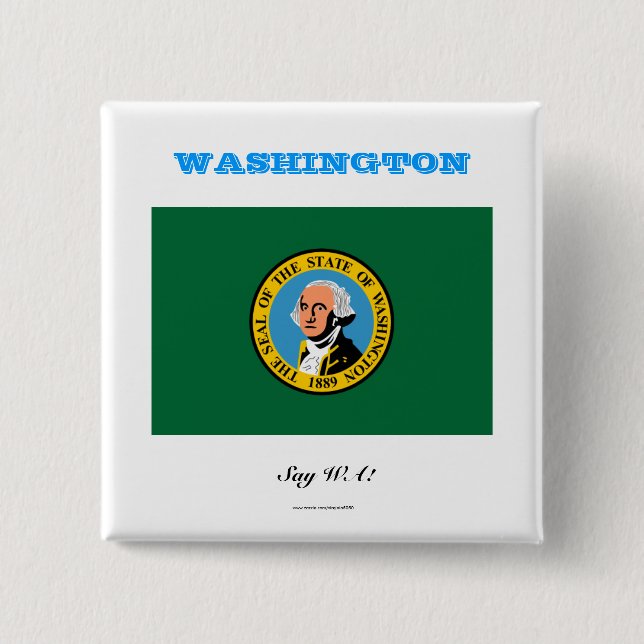 Bóton Quadrado 5.08cm bandeira do estado WASHINGTON (Frente)